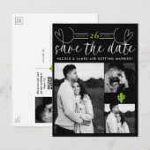 Gele Hartcactus Feest Liefde Save the Date Aankondigingskaart (Voorkant / Achterkant)