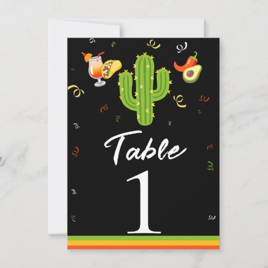 Gele Hartcactus Feest Liefde Tafel Nummer Kaart (Voorkant)