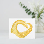 Gele hartdraak op wit briefkaart (Staand voorkant)