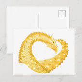 Gele hartdraak op wit briefkaart (Voorkant / Achterkant)