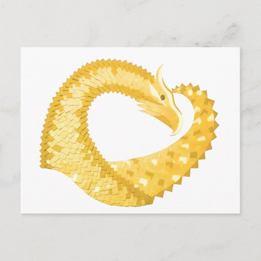 Gele hartdraak op wit briefkaart (Voorkant)