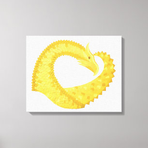 Gele hartdraak op wit canvas afdruk