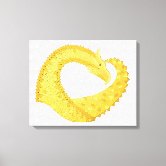 Gele hartdraak op wit canvas afdruk (Voorkant)
