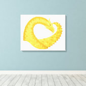 Gele hartdraak op wit canvas afdruk (Insitu (Houten vloer))