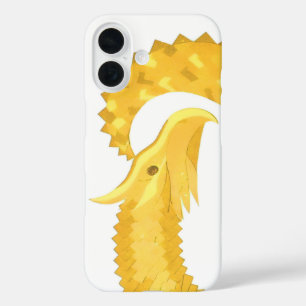 Gele hartdraak op wit iPhone 16 hoesje