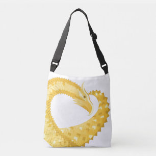 Gele hartdraak op wit crossbody tas
