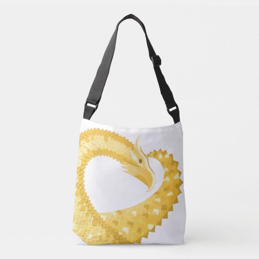 Gele hartdraak op wit crossbody tas (Voorkant)