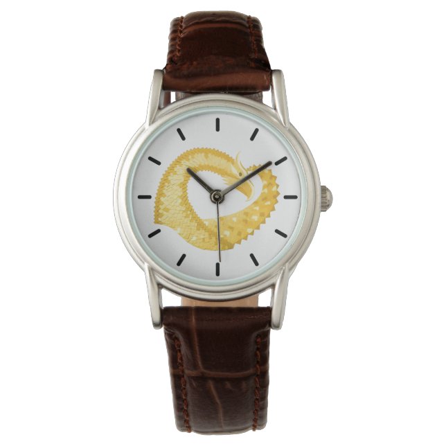 Gele hartdraak op wit horloge (Voorkant)