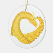 Gele hartdraak op wit keramisch ornament (Links)