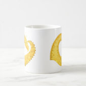 Gele hartdraak op wit koffiemok (Center)