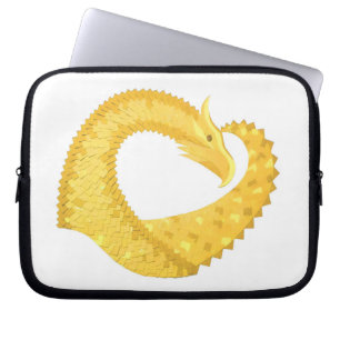 Gele hartdraak op wit laptop sleeve