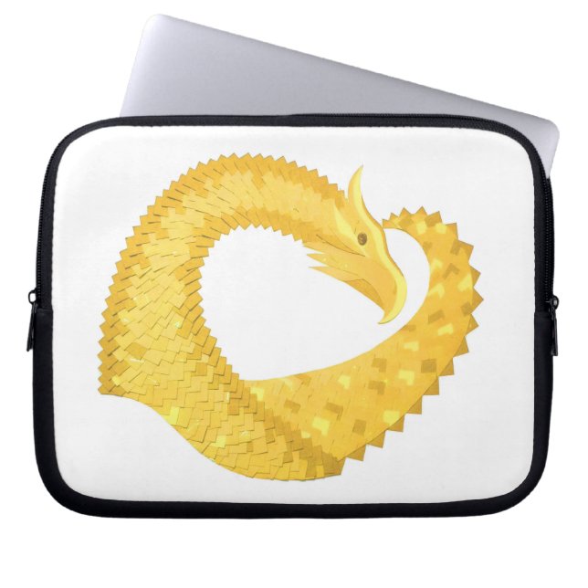 Gele hartdraak op wit laptop sleeve (Voorkant)