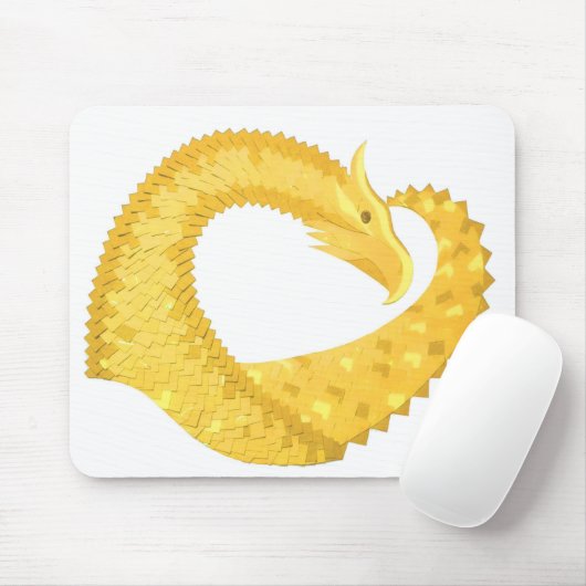 Gele hartdraak op wit muismat (Met muis)