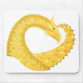 Gele hartdraak op wit muismat (Voorkant)