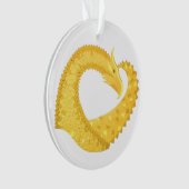 Gele hartdraak op wit ornament (voorkant)