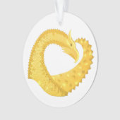Gele hartdraak op wit ornament (voorkant)