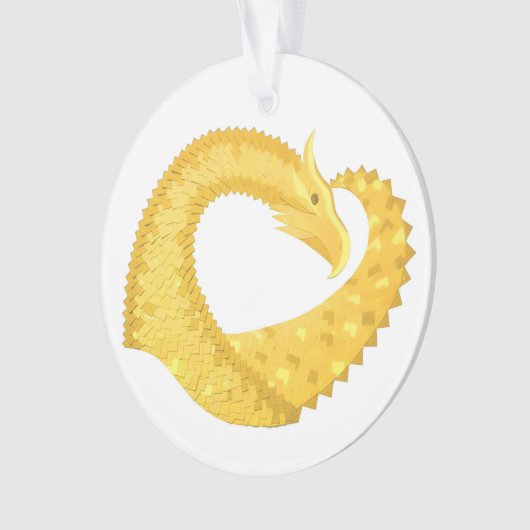 Gele hartdraak op wit ornament (voorkant)