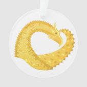 Gele hartdraak op wit ornament (voorkant)