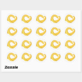 Gele hartdraak op wit ronde sticker (Vel)