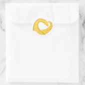 Gele hartdraak op wit ronde sticker (Tas)