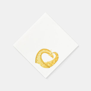 Gele hartdraak op wit servetten