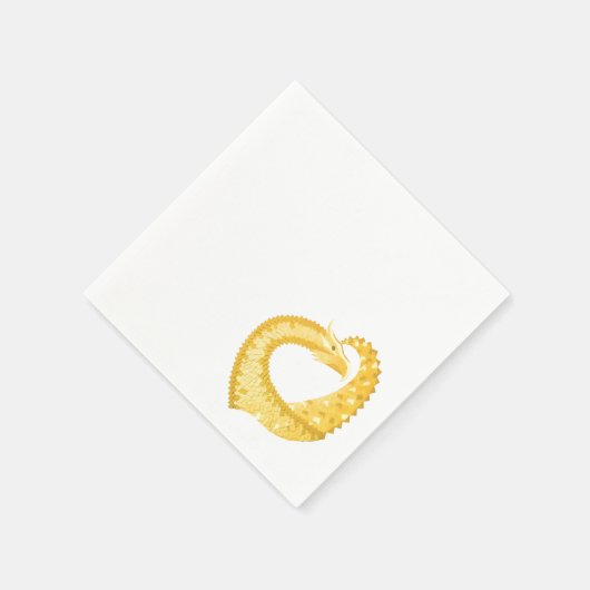 Gele hartdraak op wit servetten (Hoek)