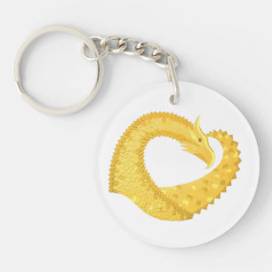 Gele hartdraak op wit sleutelhanger