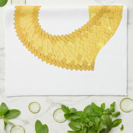 Gele hartdraak op wit theedoek (Gevouwen)