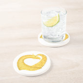 Gele hartdraak op wit zandsteen onderzetter (Zijkant)