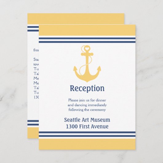 Gele harteanker weddenschappen kaart (Voorkant / Achterkant)