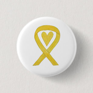 Gele hartebewustwording - aangepaste kunstspellen ronde button 3,2 cm
