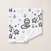 Gele Harten Badhanddoek | Minimaal liefdesdecor Bad Handdoek (Wasdoekje)