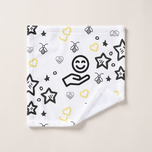 Gele Harten Badhanddoek | Minimaal liefdesdecor Bad Handdoek (Wasdoekje)