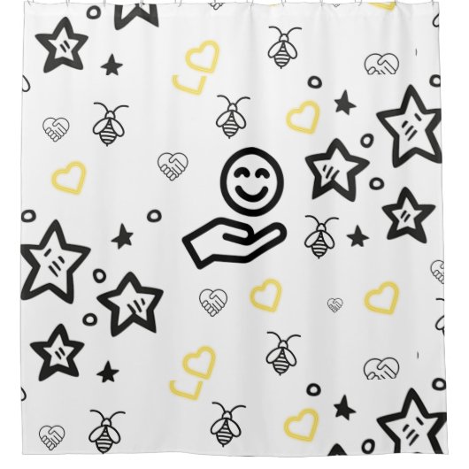 Gele harten douche gordijn ontwerp (Voorkant)