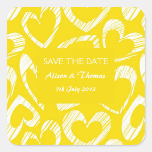 Gele harten 'Save the date' Sticker