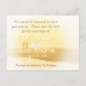 Gele hartslag Sla de datum op Aankondigingskaart (Achterkant)