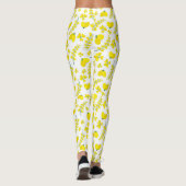 Gele hartvormige bloemenprint op wit leggings (Achterkant)