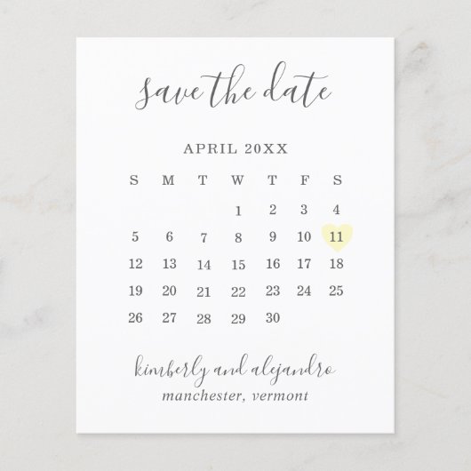 Gele Heart Calender Budget Weddenschap Save the Da (Voorkant)