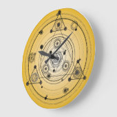 Gele heilige geometriecirkel met alchemiesymbolen grote klok (Hoek)