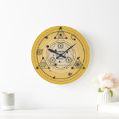 Gele heilige geometriecirkel met alchemiesymbolen grote klok (Huis)