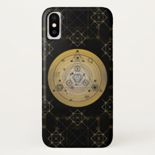 Gele heilige geometriecirkel met alchemisch patroo Case-Mate iPhone case