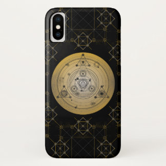 Gele heilige geometriecirkel met alchemisch patroo Case-Mate iPhone case