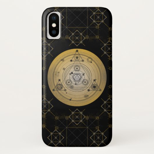 Gele heilige geometriecirkel met alchemisch patroo Case-Mate iPhone case (Achterkant)
