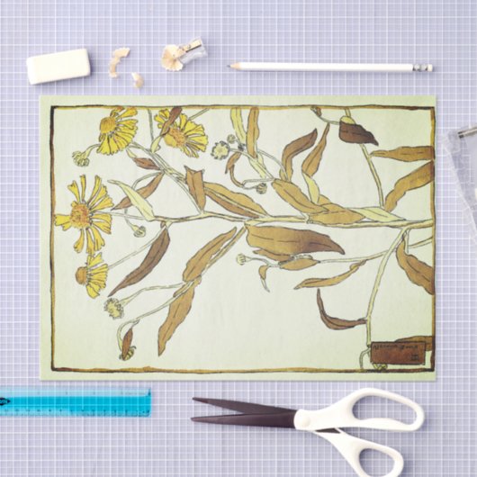  gele helenium blokprint tissuepapier (Craft)