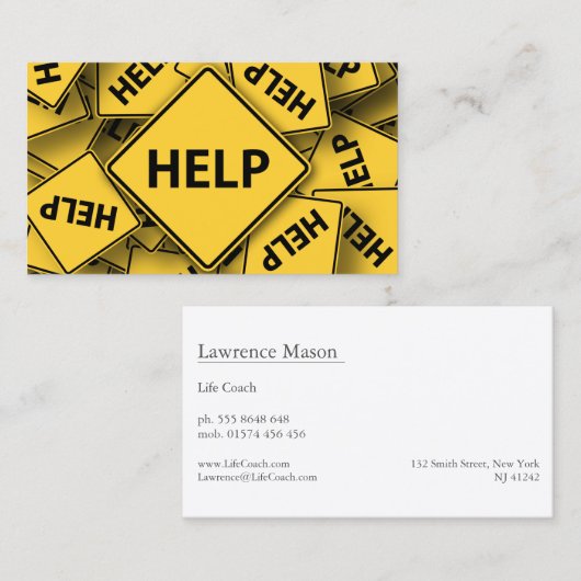 Gele Help-code - Visitekaartje (Voorkant / Achterkant)