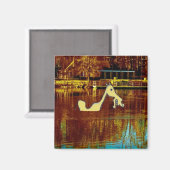 Gele hengst die een bad neemt magneet (Voorkant / Achterkant)