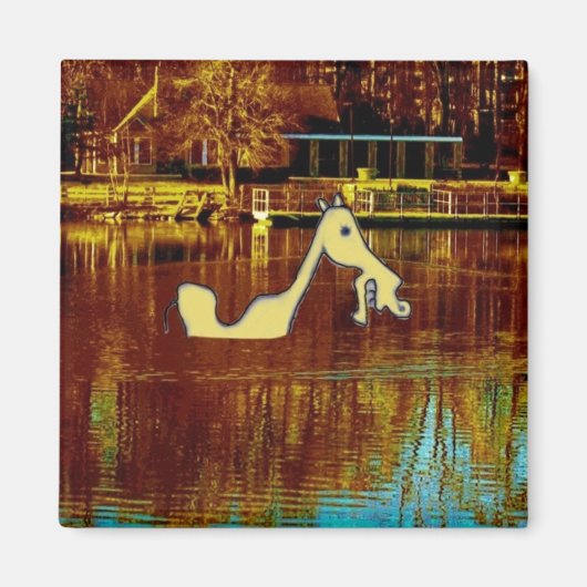 Gele hengst die een bad neemt magneet (Voorkant)