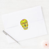 Gele Herdenking Suiker Schedel Ronde Sticker (Envelop)