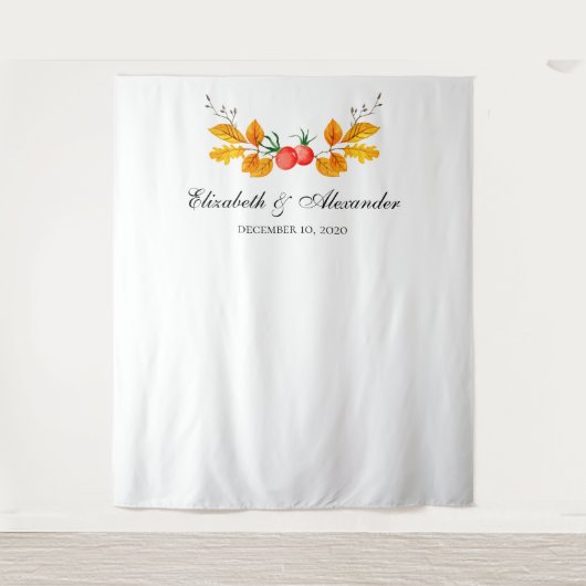 Gele herfst achtergrond. Herfst bruiloft achtergro Wandkleed (Voorkant)