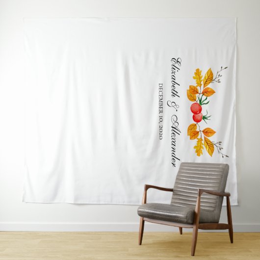 Gele herfst achtergrond. Trouwachtergrond herfst Wandkleed (In Situ (horizontaal))